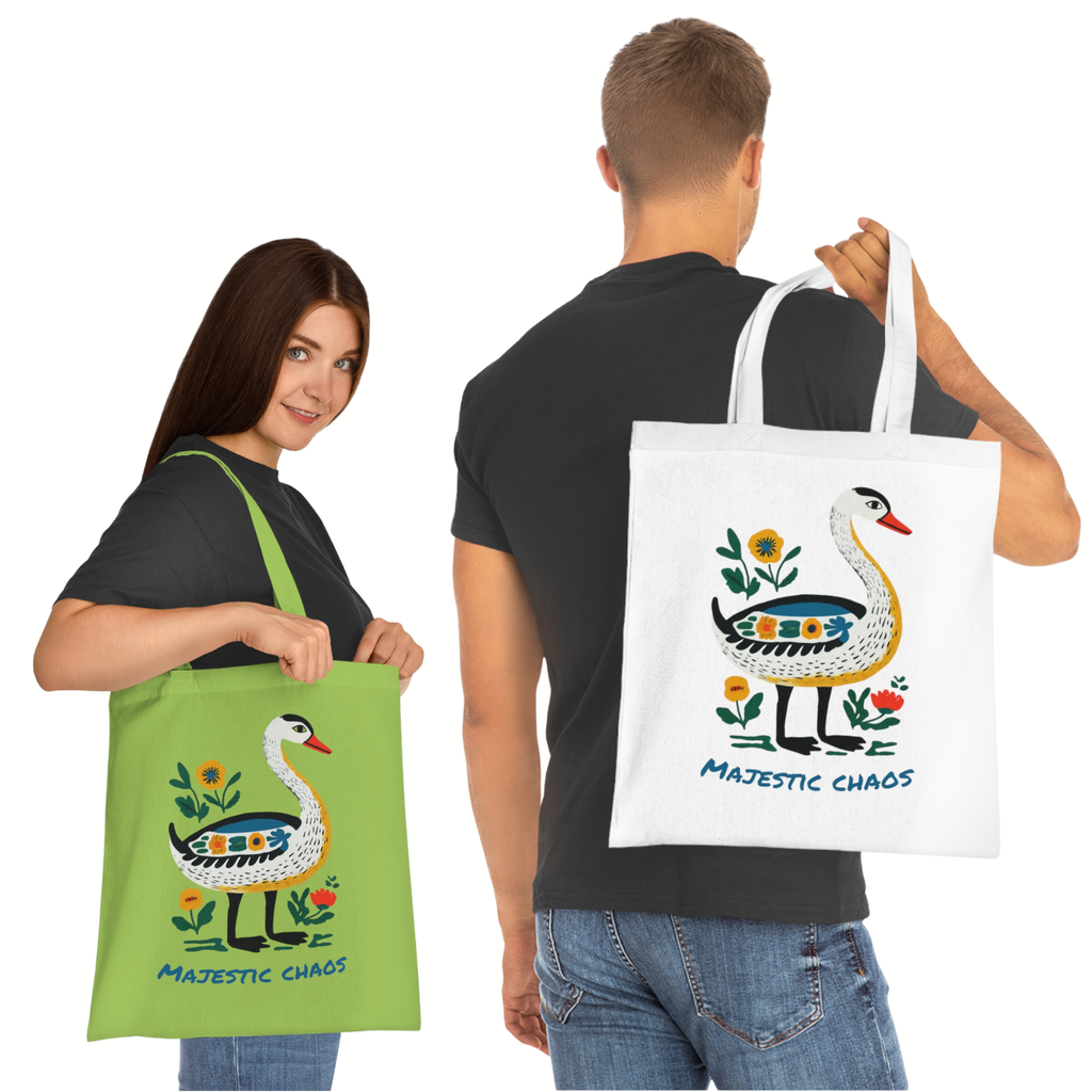 ‘Majestic Chaos’ Swan Cotton Tote Bag