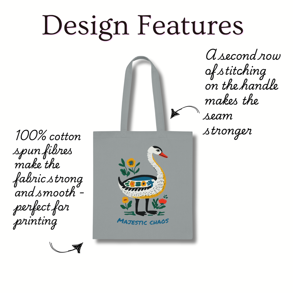 ‘Majestic Chaos’ Swan Cotton Tote Bag