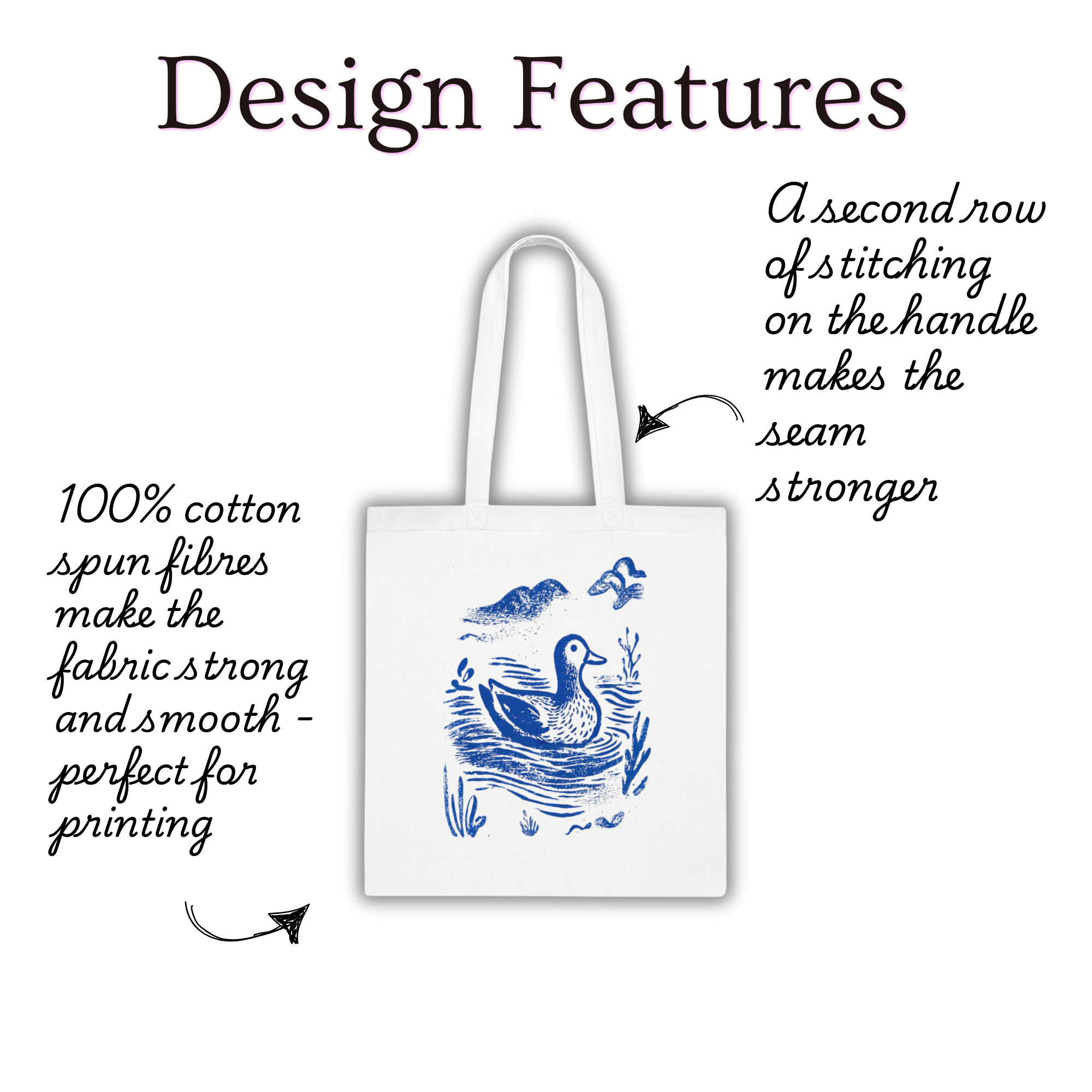 Rustic Print Duck Cotton Tote Bag