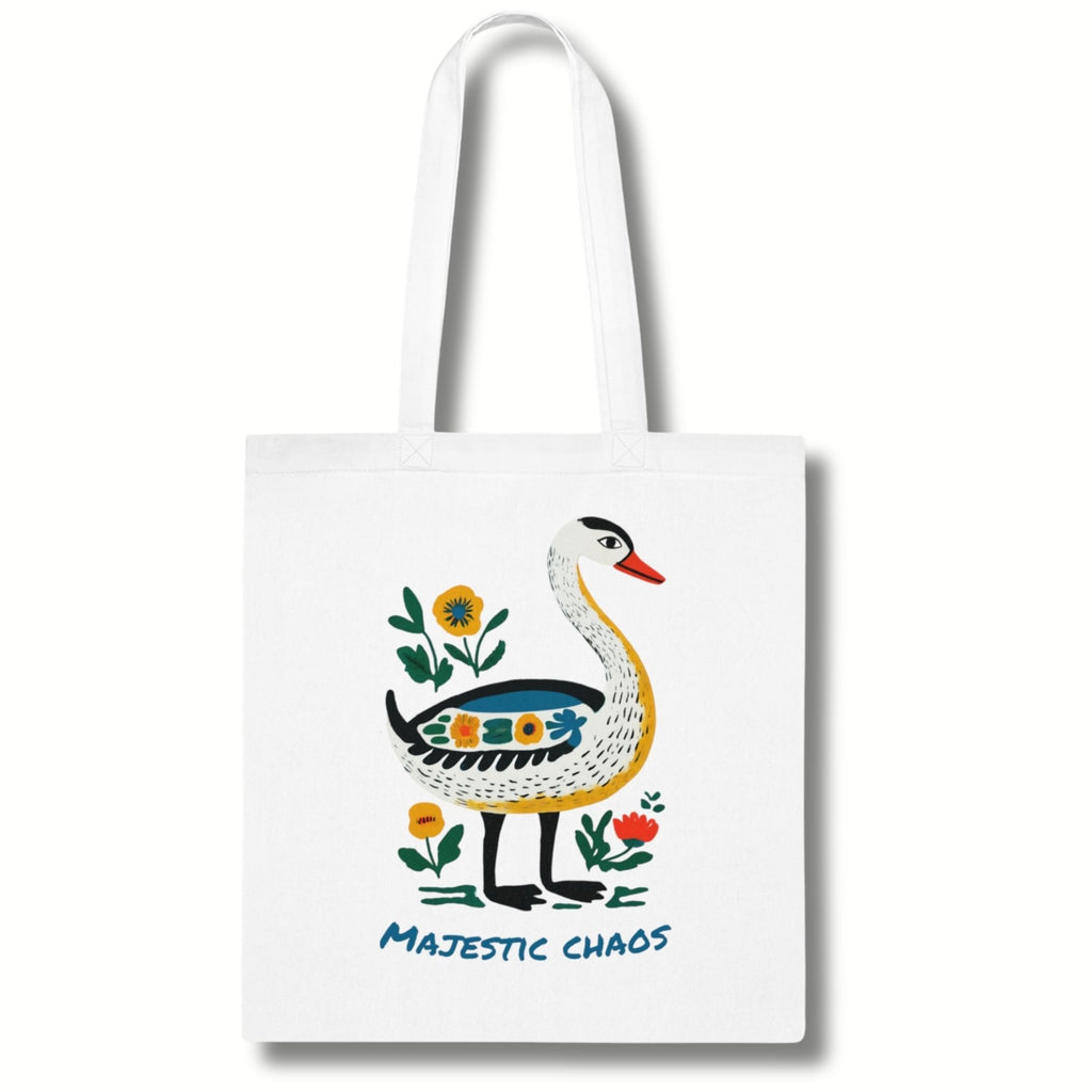 Majestic Chaos Swan Cotton Tote Bag