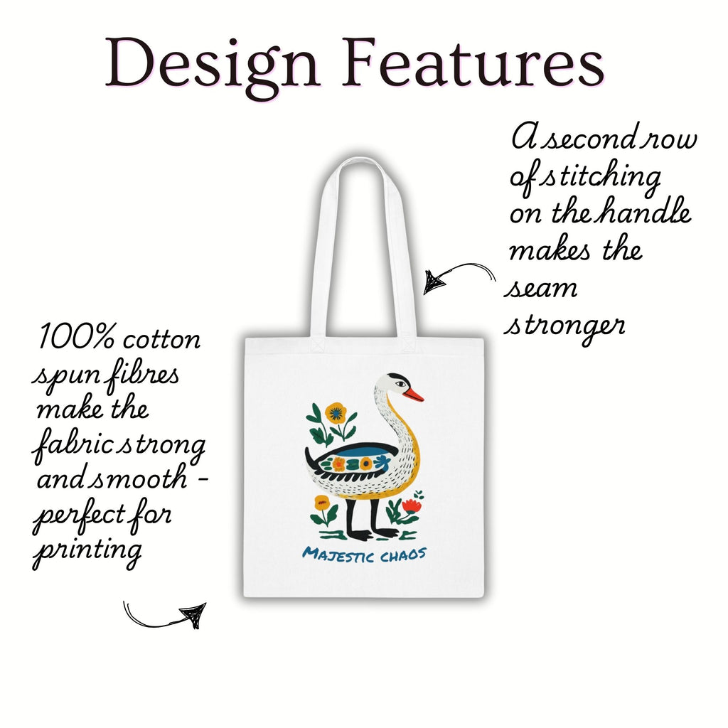 Majestic Chaos Swan Cotton Tote Bag
