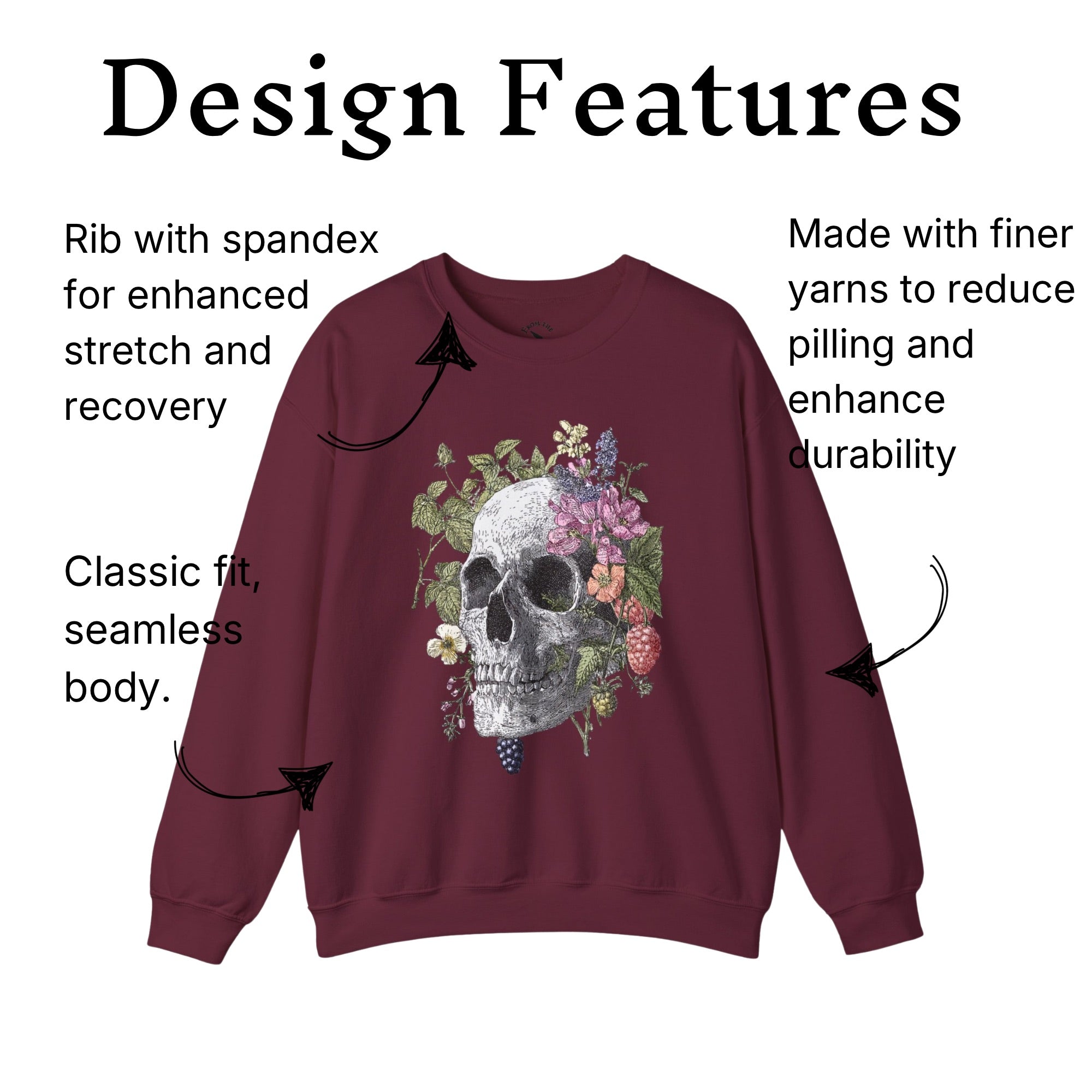 Autumn Botanical Skull Sweatshirt