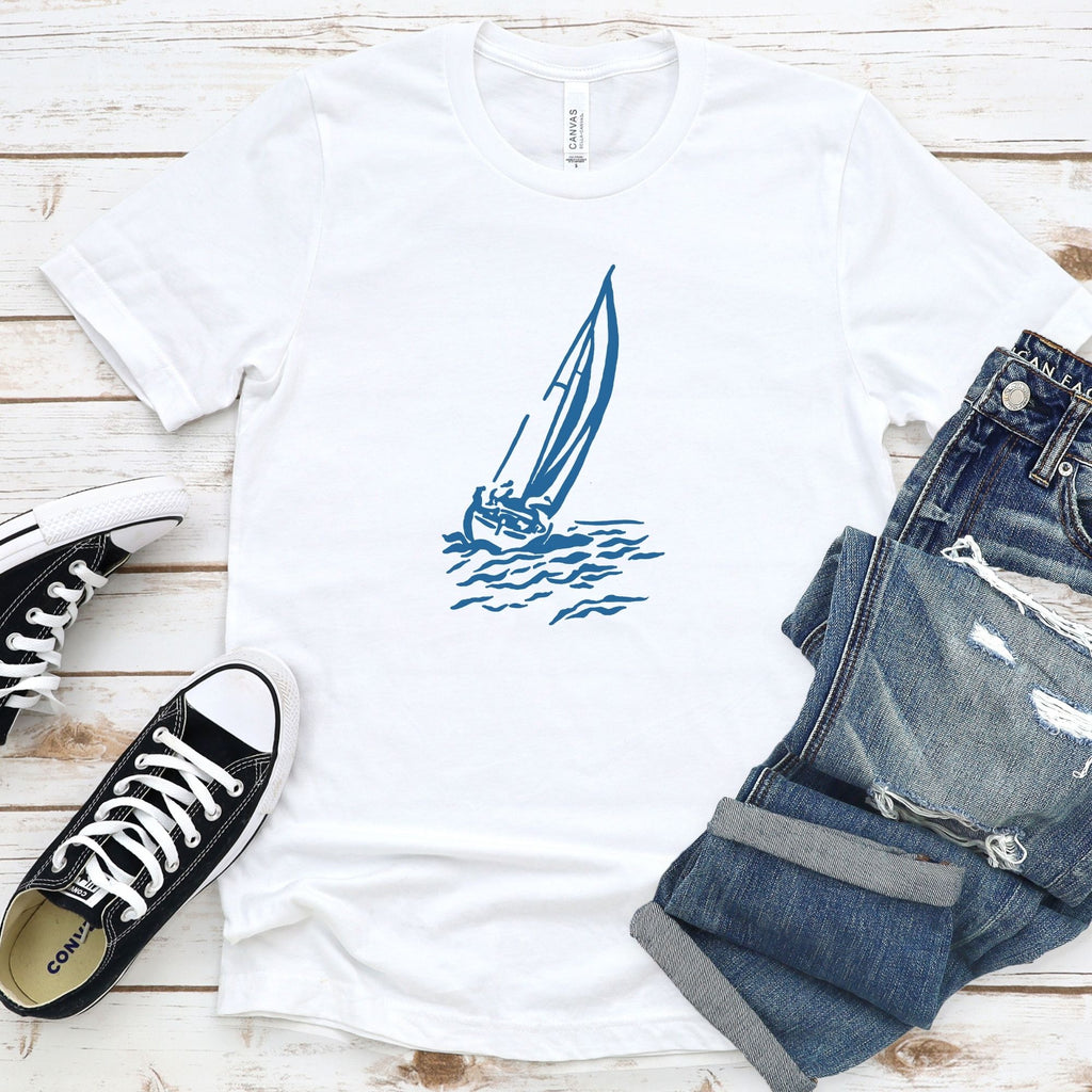 Line Drawn Sailboat Tee