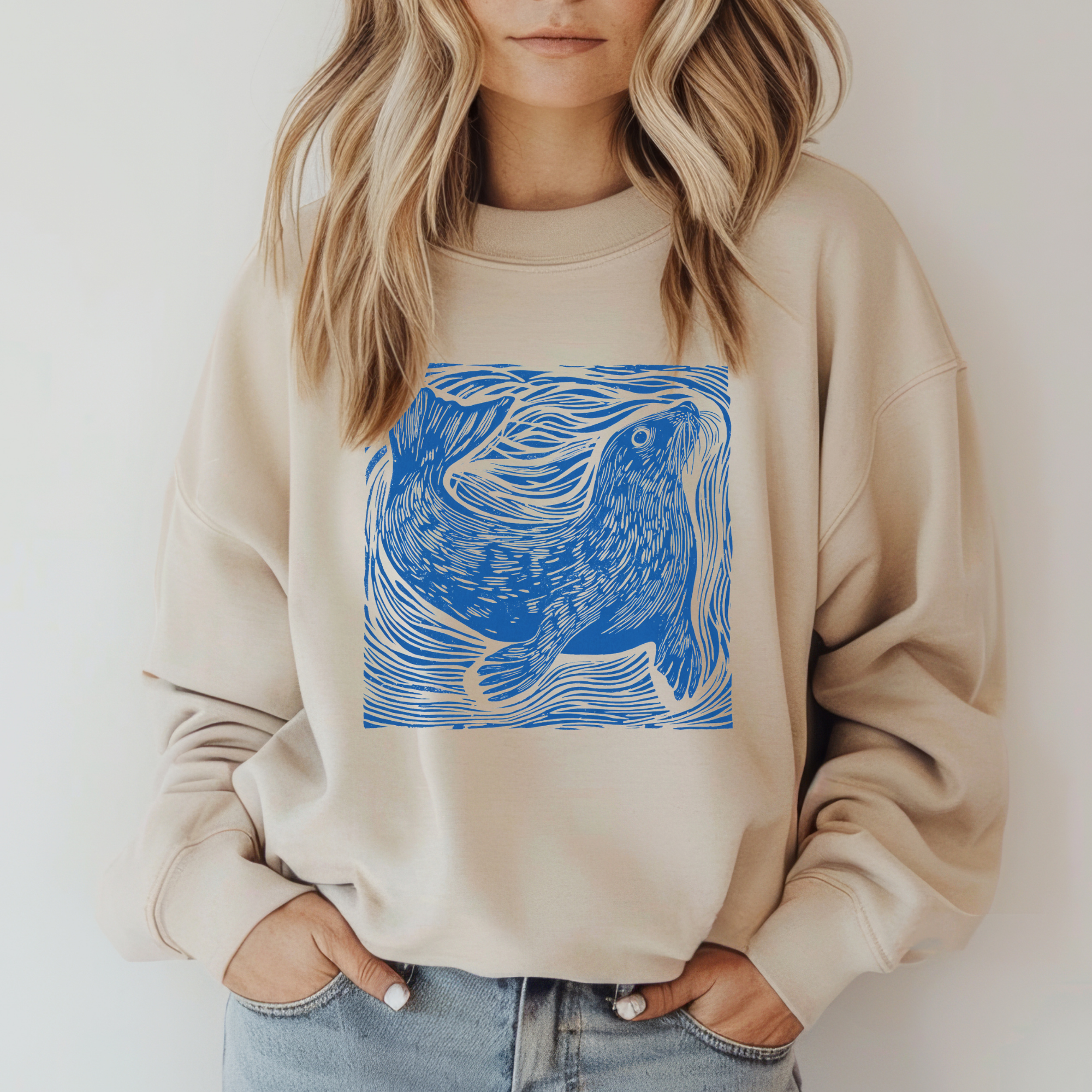 Curious Seal Rustic Print Sweatshirt