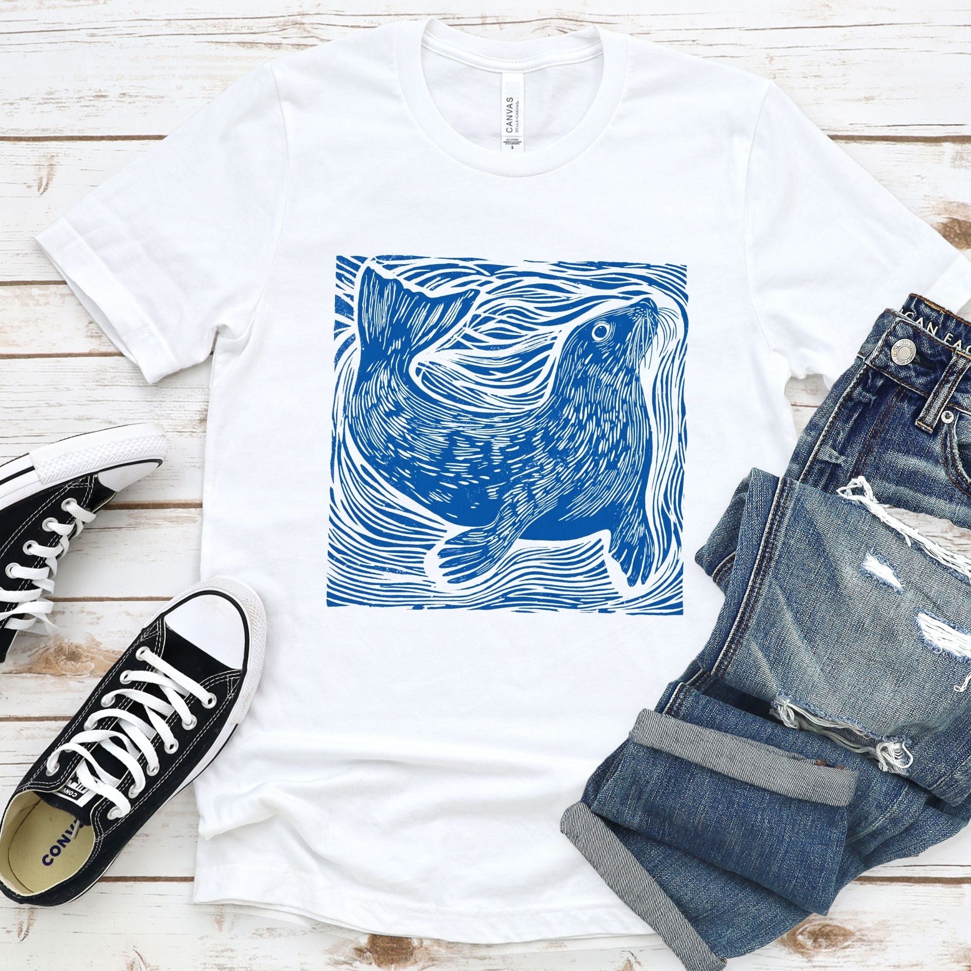 Curious Seal Rustic Print Tee