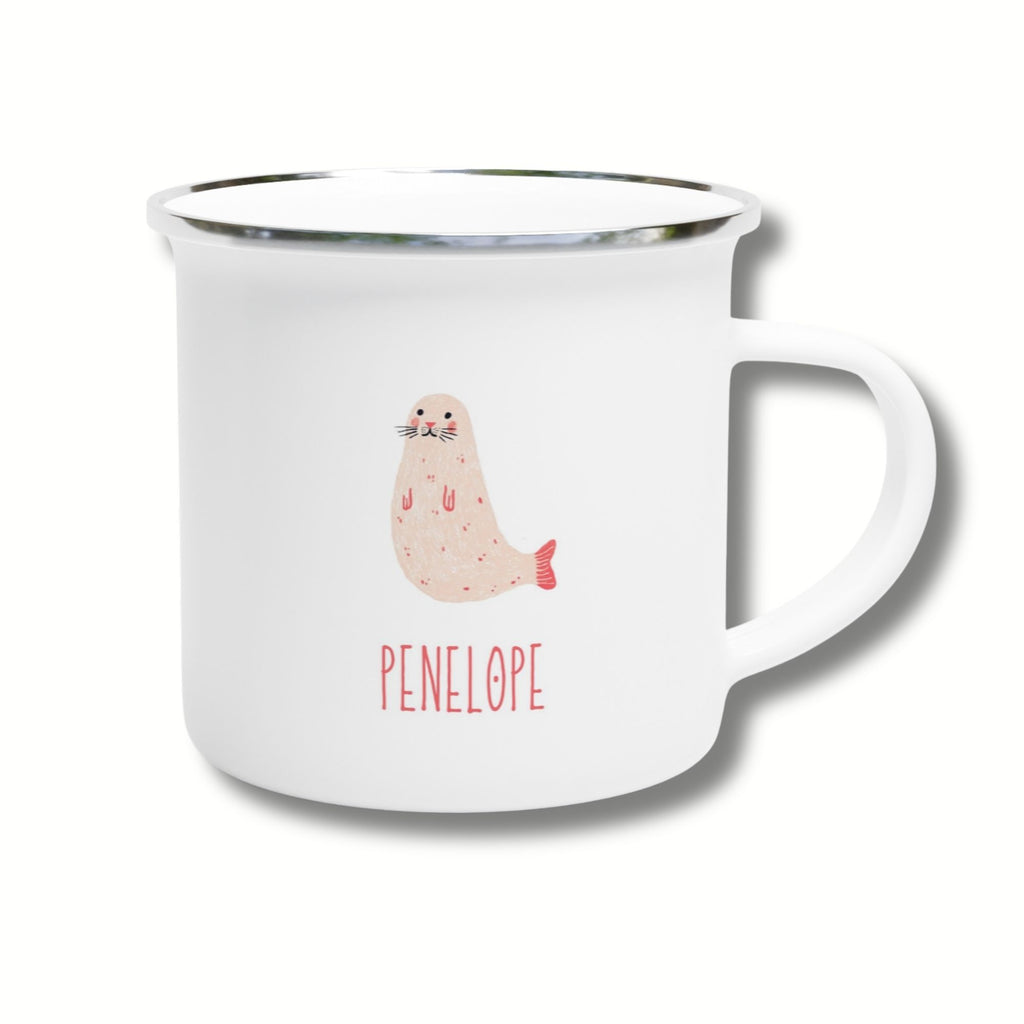 ‘Nap, Swim, Repeat’ Seal Enamel Mug