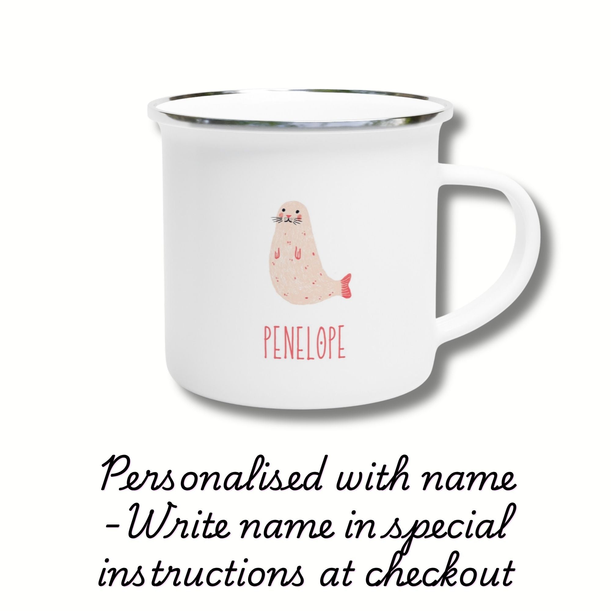 ‘Nap, Swim, Repeat’ Seal Enamel Mug