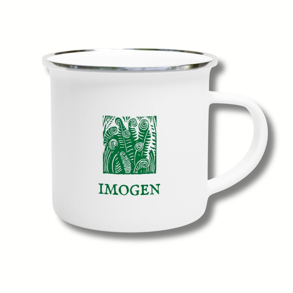 Custom ‘Grow Wild and Free’ Fern Enamel Mug