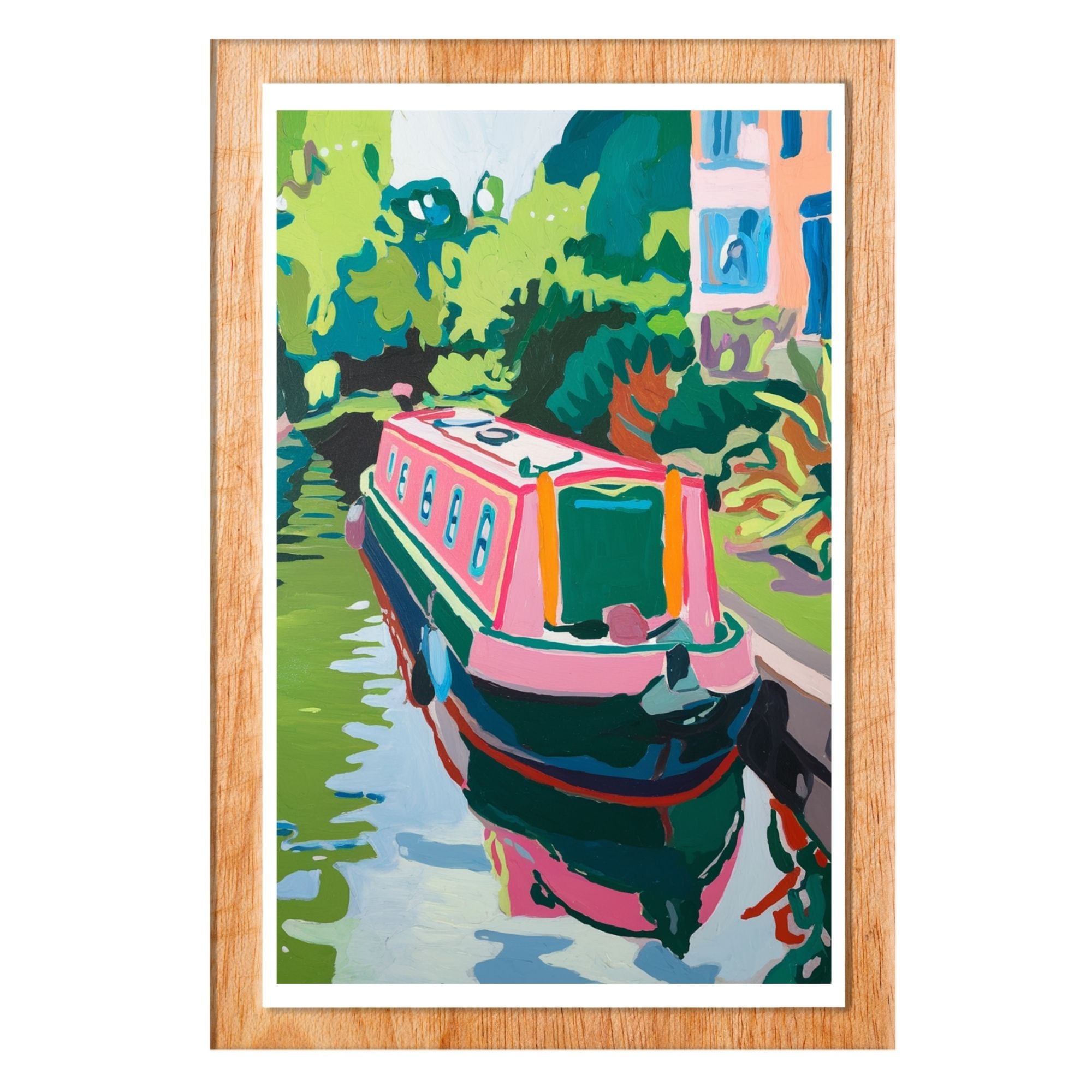 Pink Narrowboat Wall Art