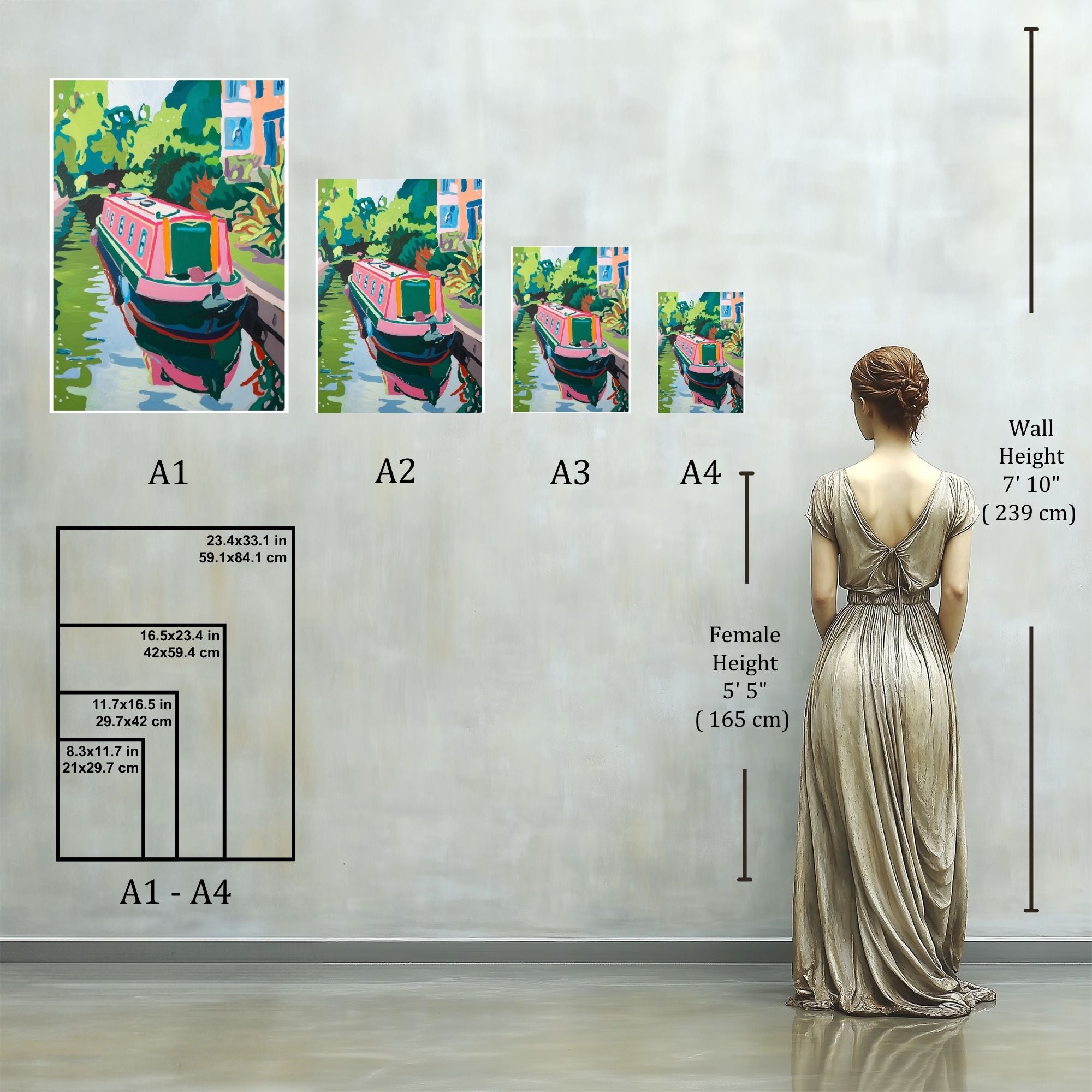 Pink Narrowboat Wall Art