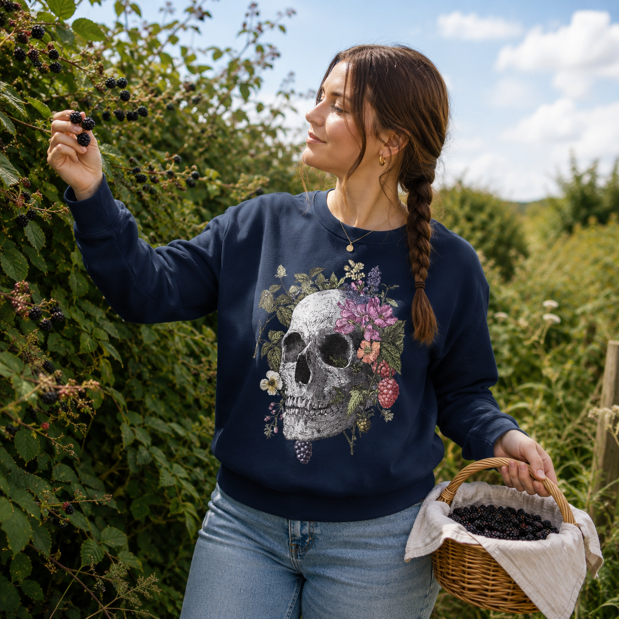 Autumn Botanical Skull Sweatshirt