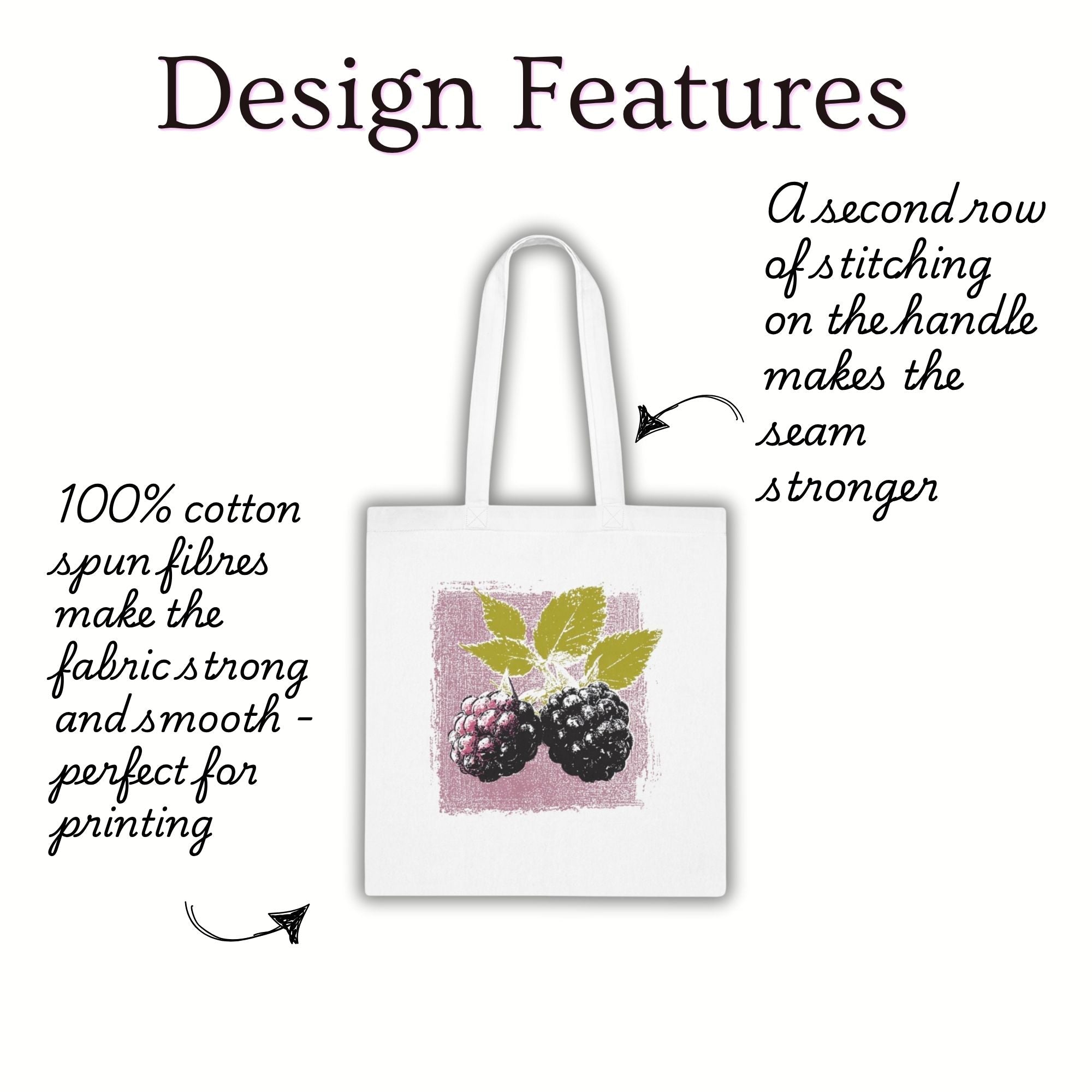Blackberry Cotton Tote Bag
